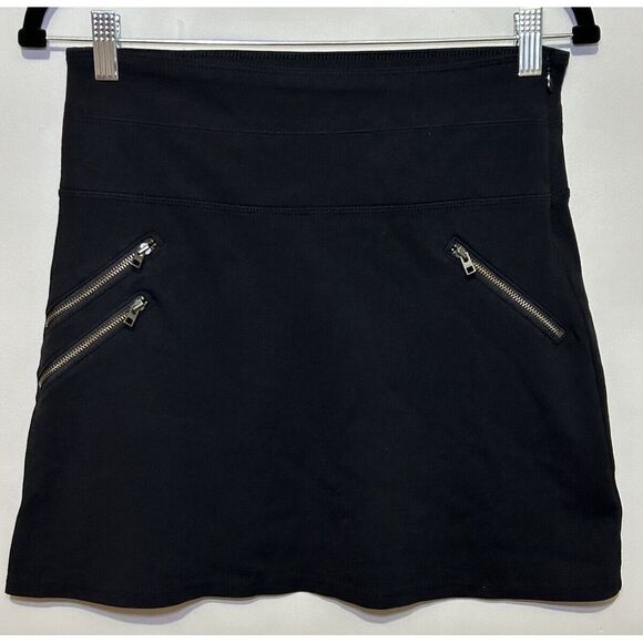 Athleta Womens Size 2 Black Ponte Zip‎ Pocket Mini Skirt Athletic Athleisure - Picture 1 of 7
